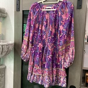Spell and the Gypsy Bianca Long Sleeve Mini Dress in Wisteria purple size medium